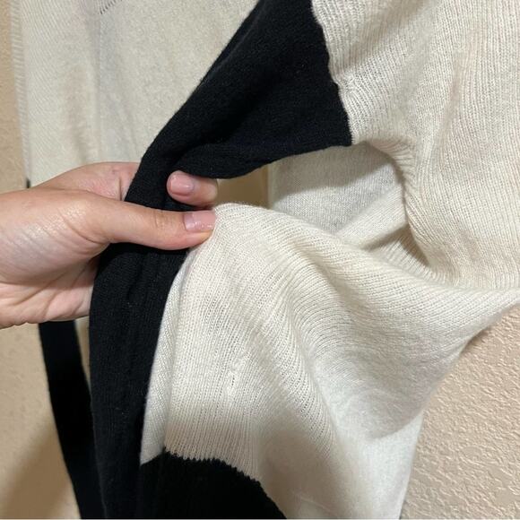 Vince black cream colorblock cashmere open cardigan sweater - Picture 8 of 9